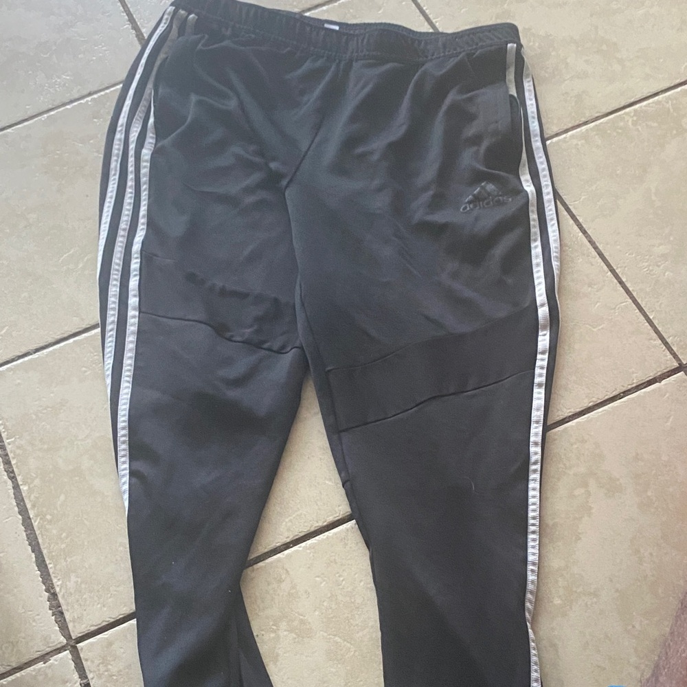 Adidas Black Joggers with White Accents